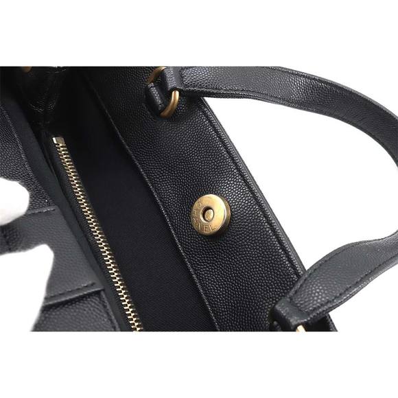 CHANEL 2way hand chain shoulder bag caviar skin leather beige black Hand Shou... - Picture 7 of 10